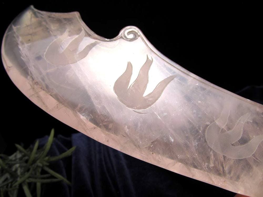 紅石英 ローズクォーツ 置物 刀 剣