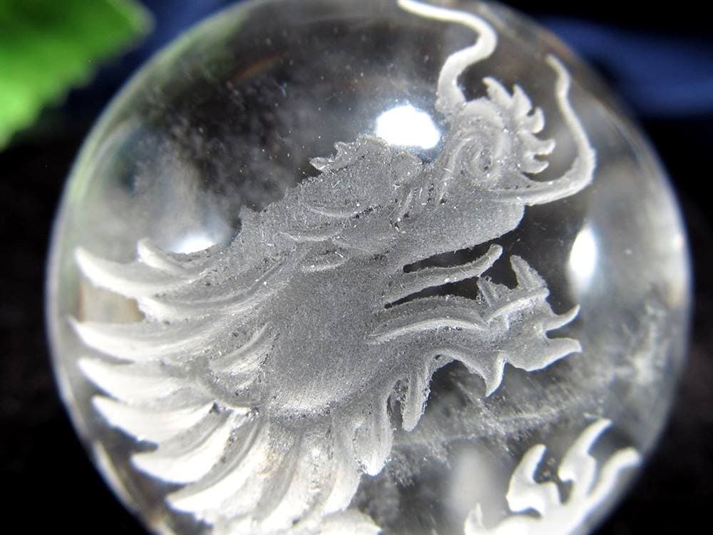 五本爪 龍彫り 水晶 丸玉 開運大吉