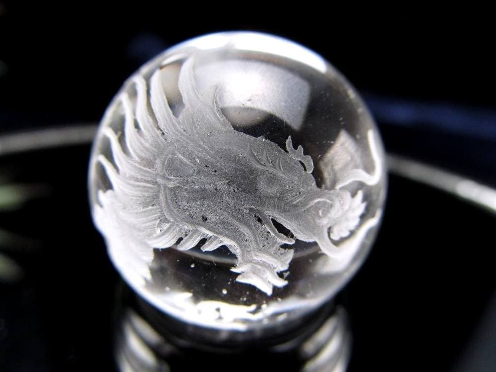 五本爪 龍彫り 水晶 丸玉 開運大吉