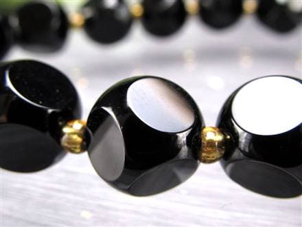 ブラックオニキス 黒瑪瑙 キューブカット ダイスカット ブレスレット