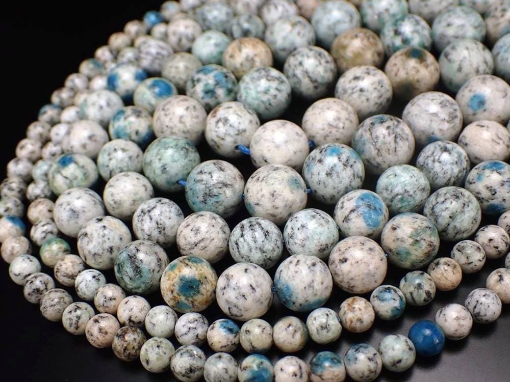 ビーズ連 ヒマラヤ K2ジャスパー 天然石 アズライト