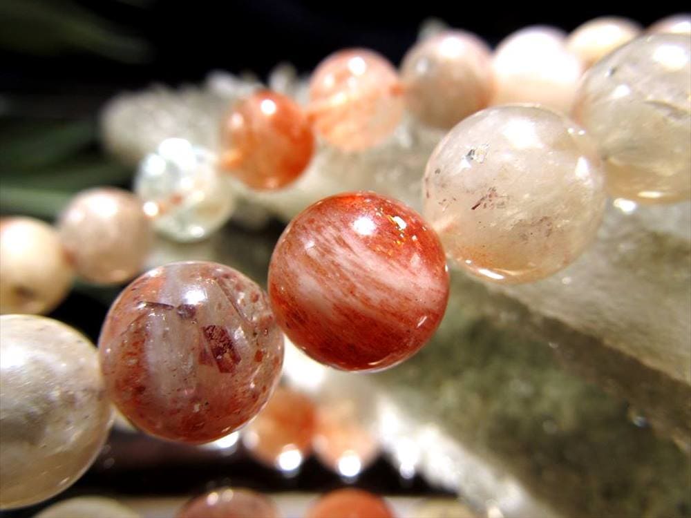 ビーズ連,フェルドスパーサンストーン,サンベリル,天然石,サンストーン