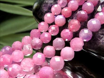 ピンクサファイア 青玉 9月の誕生石 ビーズ連 連材