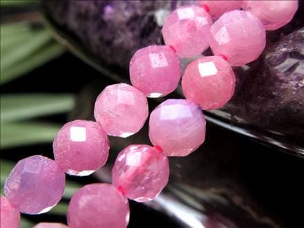 ピンクサファイア 青玉 9月の誕生石 ビーズ連 連材