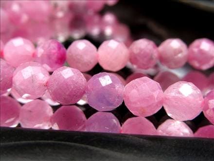 ピンクサファイア 青玉 9月の誕生石 ビーズ連 連材