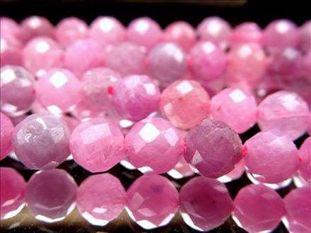 ピンクサファイア 青玉 9月の誕生石 ビーズ連 連材