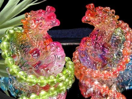 ドラゴン 龍 置物 クリスタルガラス 龍玉