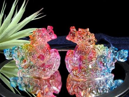 ドラゴン 龍 置物 クリスタルガラス 龍玉