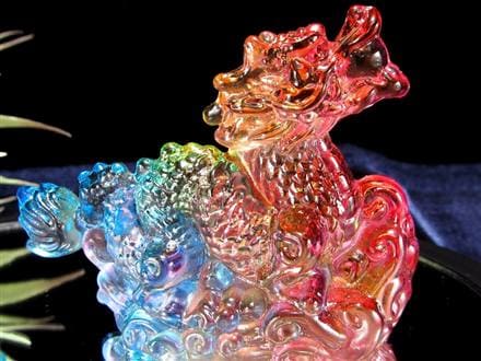 ドラゴン 龍 置物 クリスタルガラス 龍玉