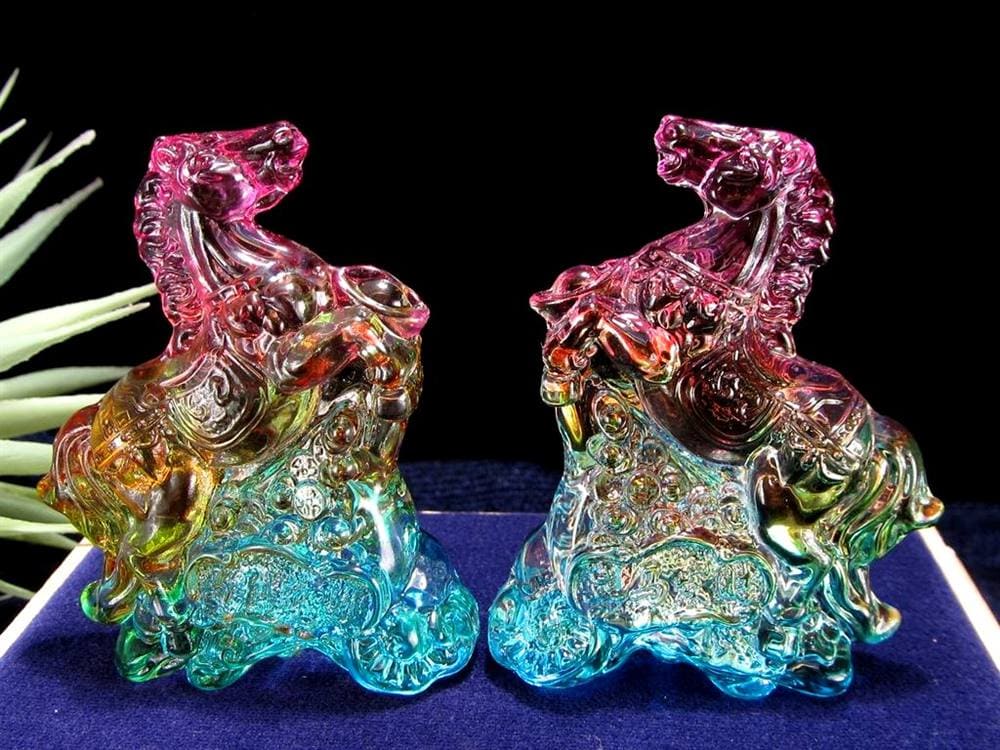 午 馬 置物 クリスタルガラス 干支