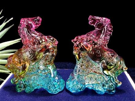 午 馬 置物 クリスタルガラス 干支