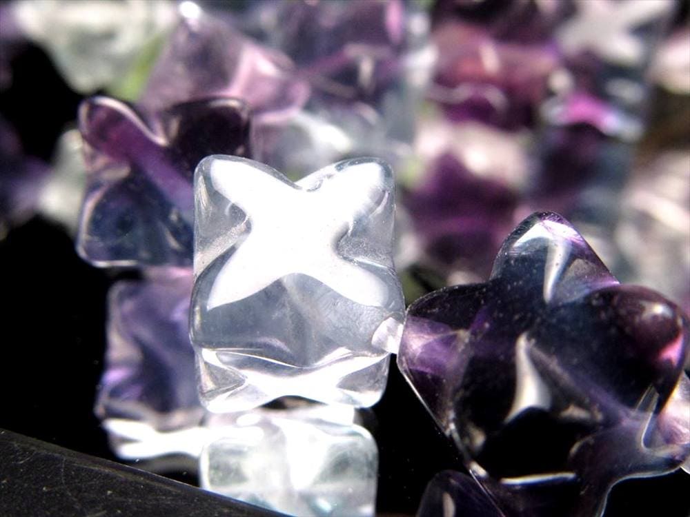 フローライト 蛍石 マルチカラー マカバスター 星型八面体 ビーズ連 連材