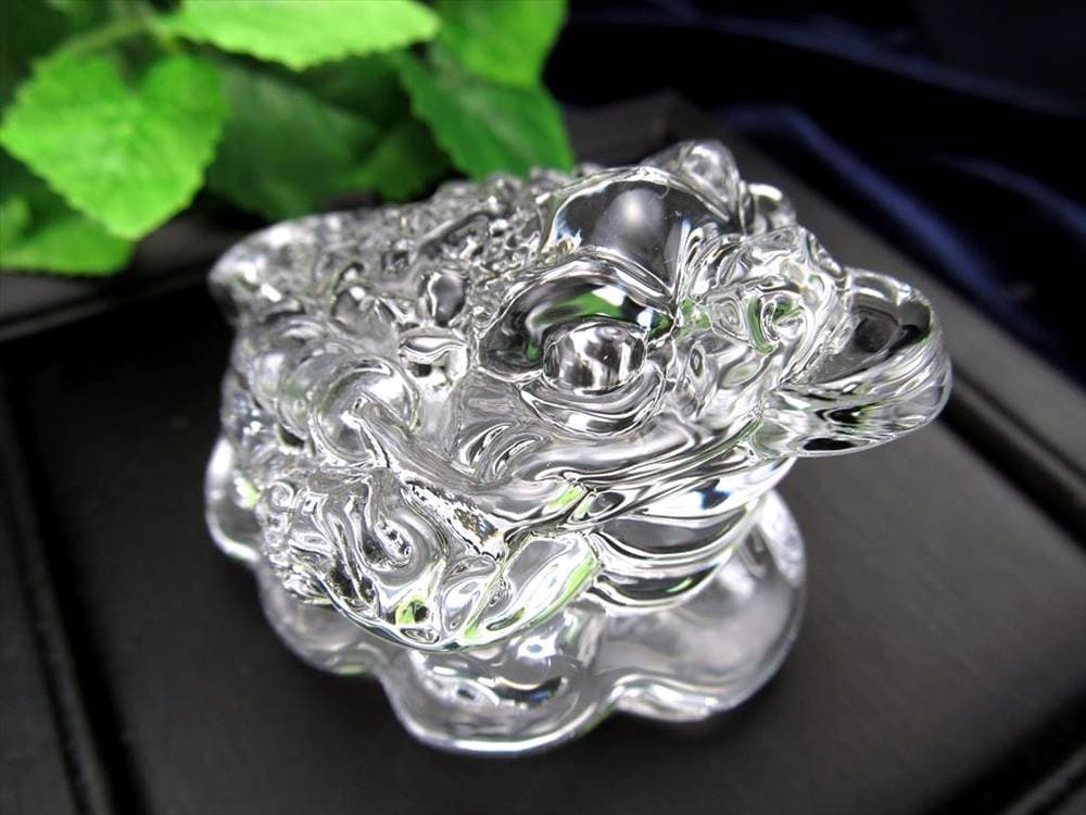 クリスタルガラス 置物 透明 銭蛙 瑞獣