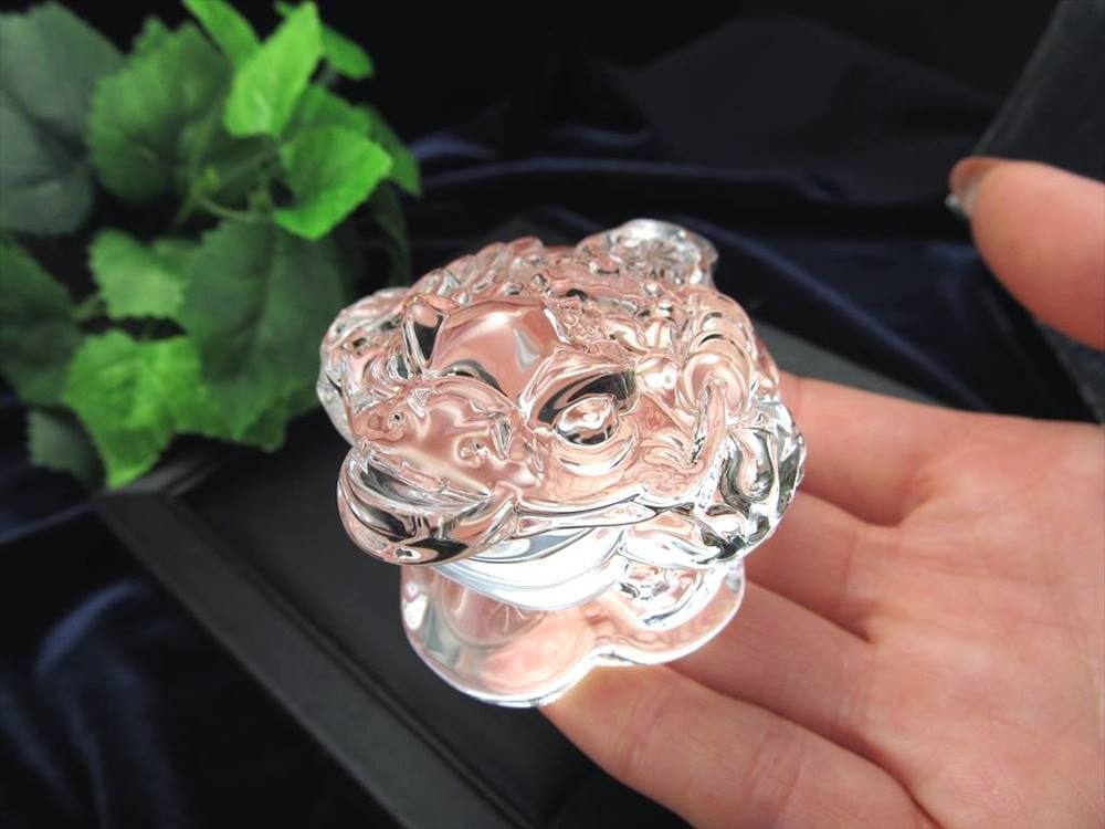 クリスタルガラス 置物 透明 銭蛙 瑞獣