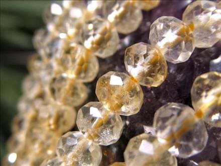 シトリン,黄水晶,繊細ボタンカット,ビーズ連,連材
