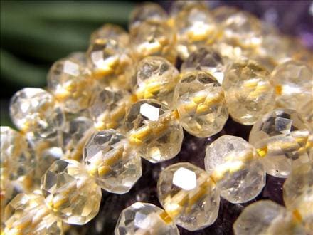 シトリン,黄水晶,繊細ボタンカット,ビーズ連,連材
