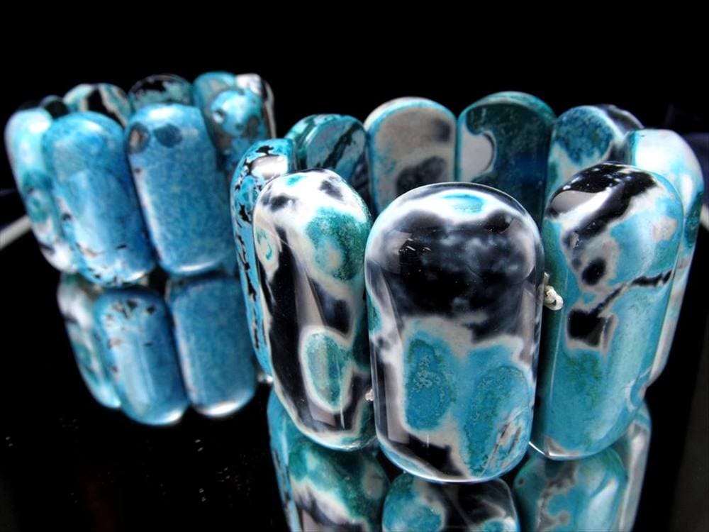 アゲート バングル ブレスレット ブルー マーブル