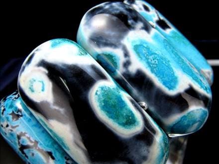 アゲート バングル ブレスレット ブルー マーブル