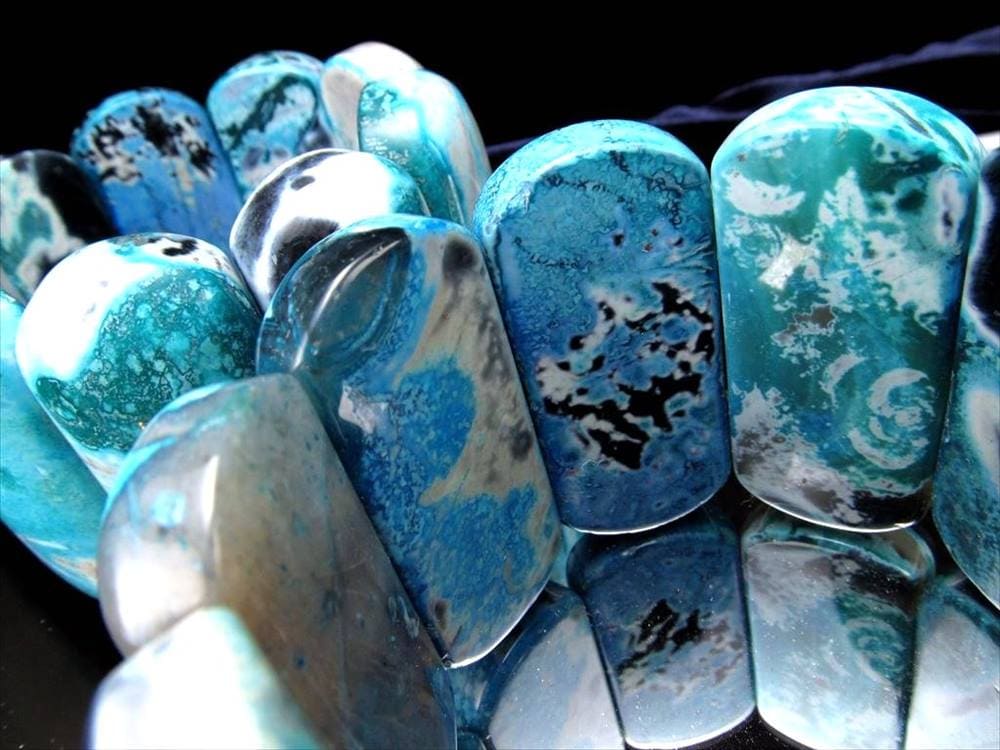 アゲート バングル ブレスレット ブルー マーブル