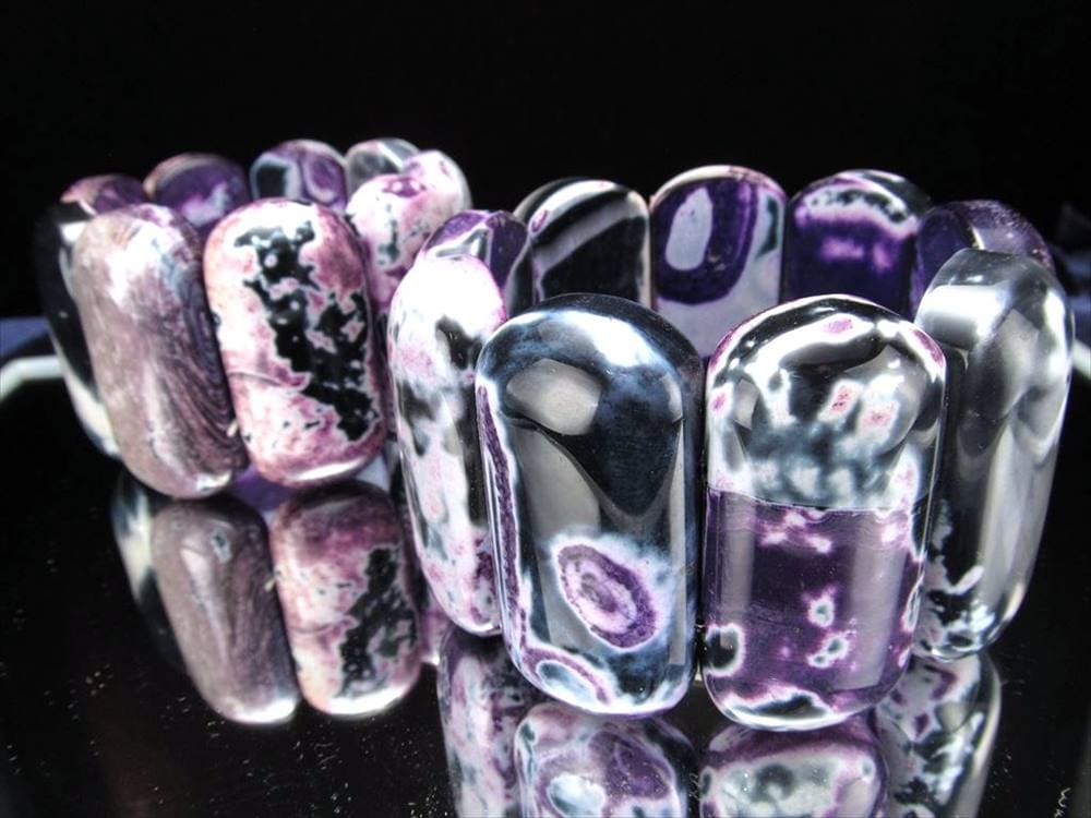 アゲート バングル ブレスレット パープル マーブル