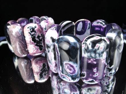 アゲート バングル ブレスレット パープル マーブル