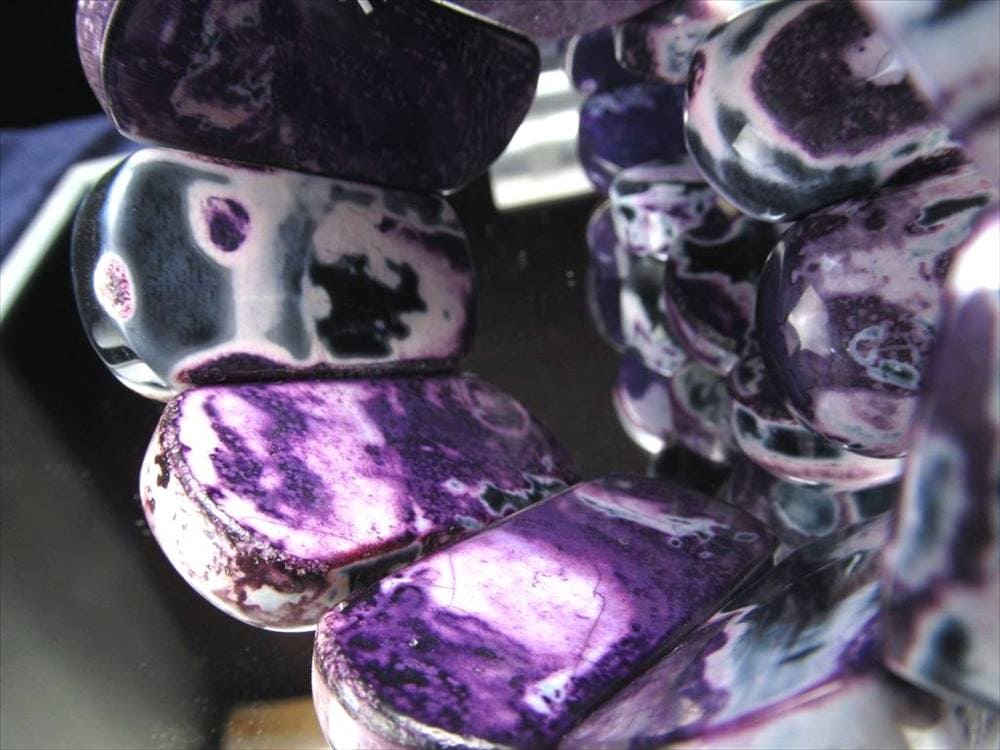 アゲート バングル ブレスレット パープル マーブル