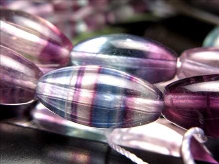 フローライト 蛍石 マルチカラー 天珠型 ビーズ連 連材