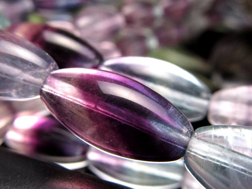 フローライト 蛍石 マルチカラー 天珠型 ビーズ連 連材