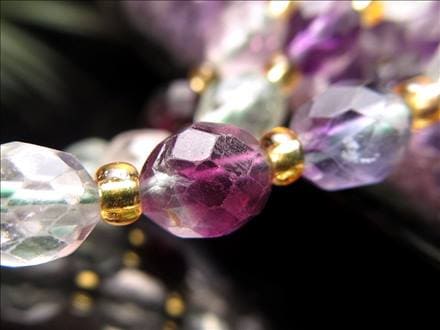 フローライト 蛍石 マルチカラー ファセットカット ビーズ連 連材