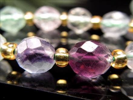 フローライト 蛍石 マルチカラー ファセットカット ビーズ連 連材