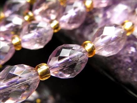 ラベンダーアメジスト 紫水晶 ファセットカット ビーズ連 連材
