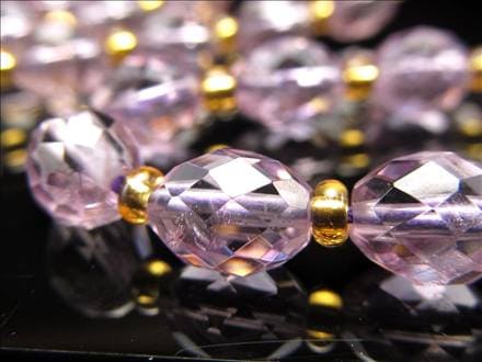 ラベンダーアメジスト 紫水晶 ファセットカット ビーズ連 連材
