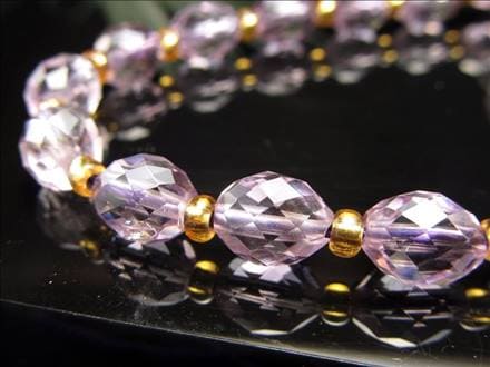 ラベンダーアメジスト 紫水晶 ファセットカット ビーズ連 連材