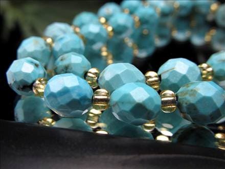 ターコイズ トルコ石 染色 ファセットカット ビーズ連 連材