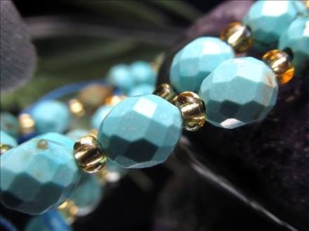 ターコイズ トルコ石 染色 ファセットカット ビーズ連 連材
