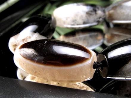 水晶 瑪瑙 瑪瑙クォーツ 天珠型 ビーズ連 連材