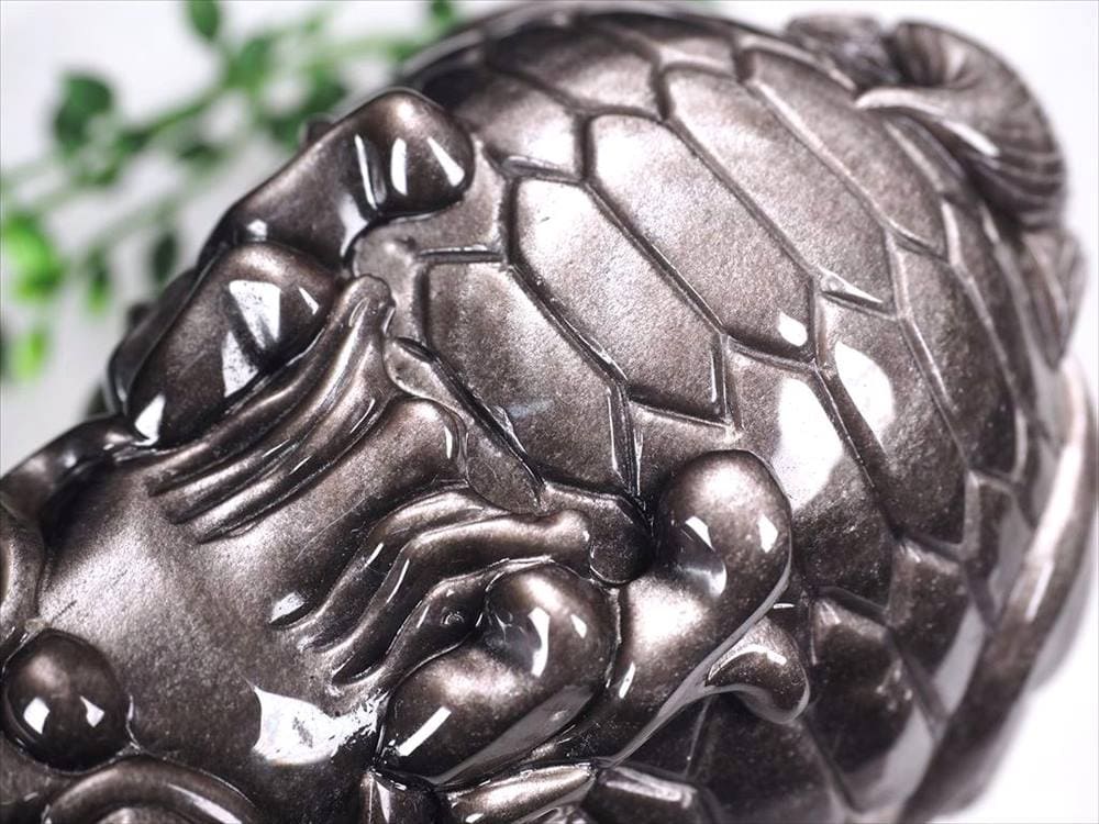 オブシディアン 龍亀 ロングイ シルバーオブシディアン 瑞獣