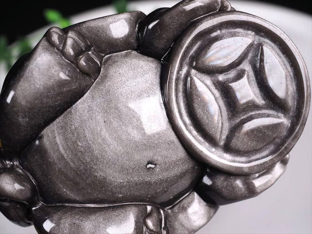 オブシディアン 龍亀 ロングイ シルバーオブシディアン 瑞獣