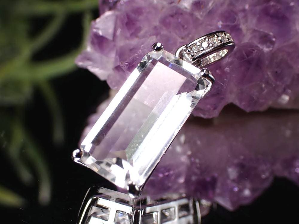 水晶 ペンダントトップ ジルコニア レクタングル ステップカット