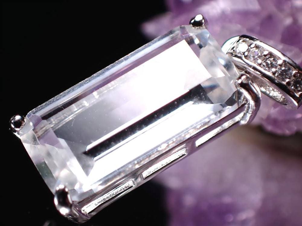 水晶 ペンダントトップ ジルコニア レクタングル ステップカット