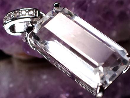 水晶 ペンダントトップ ジルコニア レクタングル ステップカット