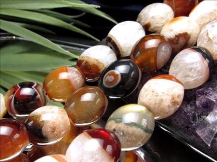 水晶 瑪瑙 瑪瑙クォーツ 天珠型 ビーズ連 連材