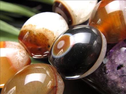 水晶 瑪瑙 瑪瑙クォーツ 天珠型 ビーズ連 連材