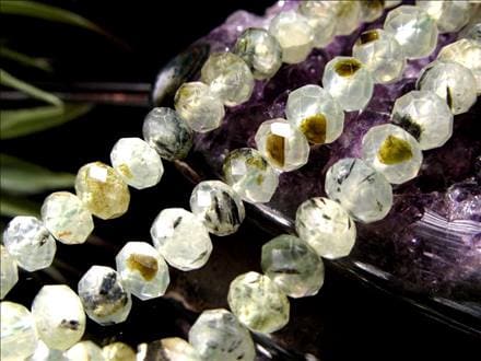 プレナイト 葡萄石 繊細ボタンカット ビーズ連 連材
