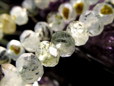 プレナイト 葡萄石 繊細ボタンカット ビーズ連 連材