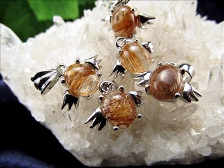 ブラウンルチルクォーツ ペンダント エンジェル シルバー 天使