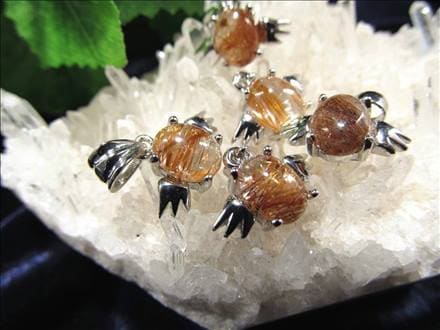 ブラウンルチルクォーツ ペンダント エンジェル シルバー 天使