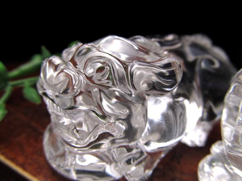 天然水晶 雌雄 貔貅 ヒキュウ 彫刻 置物