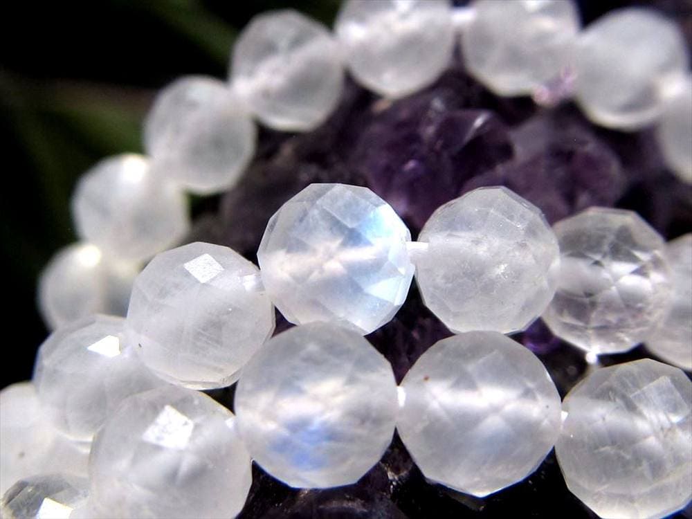 ブルームーンストーン,月長石,フェルドスパー,ビーズ連,連材