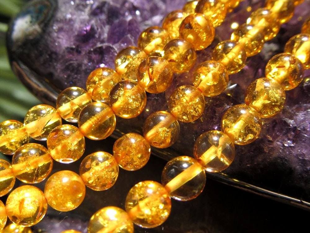 アンバー 琥珀 バルティックアンバー ビーズ連 連材